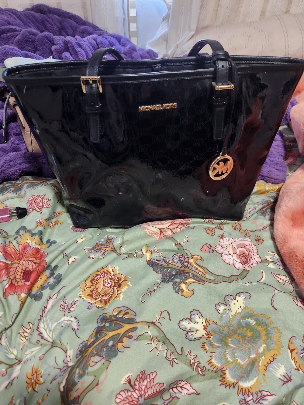Michael Kors Black Patent Tote Bag